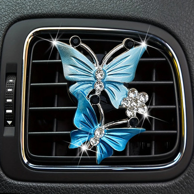 Värviline Butterfly auto väljalaskeava klamber, Creative Rhinestone auto õhu väljalaskeava parfüümi dekoratiivklamber Autoosad, auto õhuvärskendajad