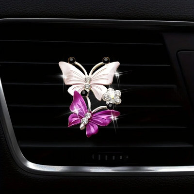Värviline Butterfly auto väljalaskeava klamber, Creative Rhinestone auto õhu väljalaskeava parfüümi dekoratiivklamber Autoosad, auto õhuvärskendajad