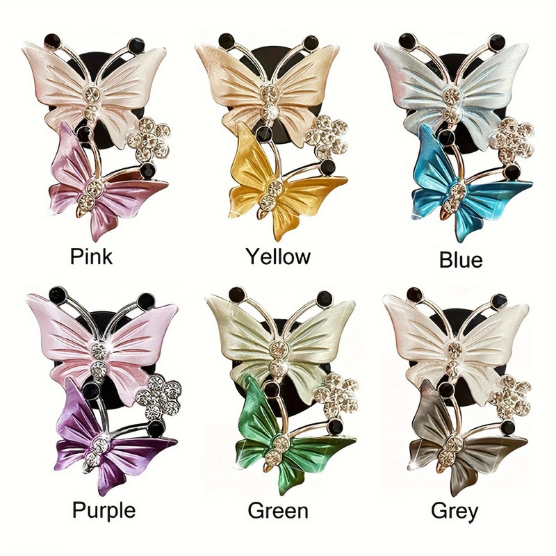 Värviline Butterfly auto väljalaskeava klamber, Creative Rhinestone auto õhu väljalaskeava parfüümi dekoratiivklamber Autoosad, auto õhuvärskendajad