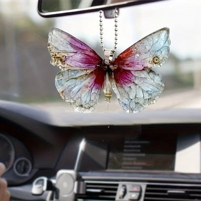 Ασύμμετρο μενταγιόν πεταλούδα, Διακόσμηση με μενταγιόν με δημιουργική αισθητική καθρέφτη αυτοκινήτου, μενταγιόν εορταστική διακόσμηση