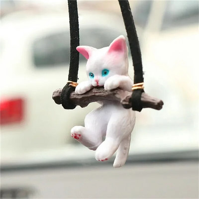 1 бр. Висулка за кола Creative Cute Branch Cat Огледало за обратно виждане Висулка Интериорна декорация на кола за момичета Аксесоари за интериор на кола