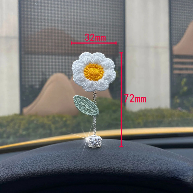 Armas raputuspea lilleline autokaunistus armas päevalillest armatuurlaua kaunistus teemant, peen autosalongi aksessuaarid