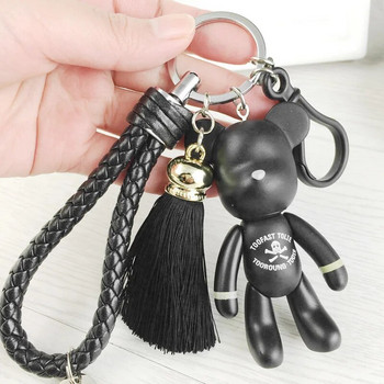 New Love Peace Movable Joints Bear Keychain Мъжки кожен пискюл ключодържател върху чанта Кола дрънкулка Дамски бижута Парти подарък