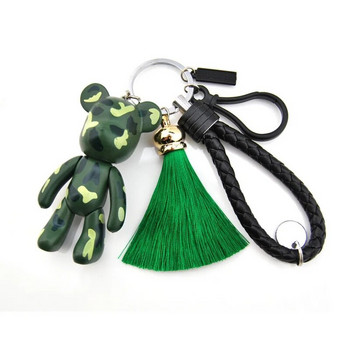 New Love Peace Movable Joints Bear Keychain Мъжки кожен пискюл ключодържател върху чанта Кола дрънкулка Дамски бижута Парти подарък