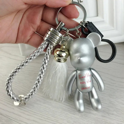 Uus Love Peace Liigutatavad liigesed Karu Võtmehoidja Meeste Nahast Tutt Võtmehoidja Kotil Auto Aksessuaar Naiste Ehted Peokink