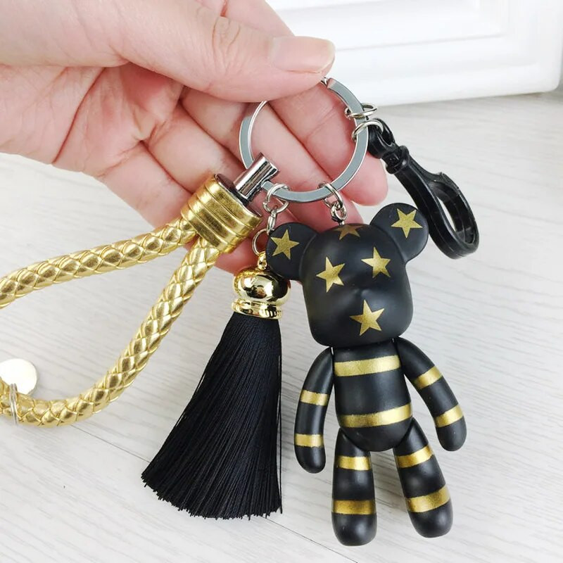 Uus Love Peace Liigutatavad liigesed Karu Võtmehoidja Meeste Nahast Tutt Võtmehoidja Kotil Auto Aksessuaar Naiste Ehted Peokink