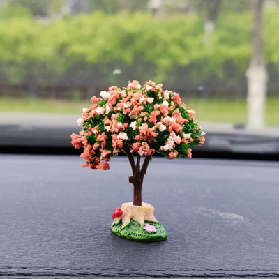 Нова кола Декорации за мини дървета Централна конзола Аксесоари за зелени растения, монтирани на автомобил Симулирана декорация на цветя Сладък подарък за момичета
