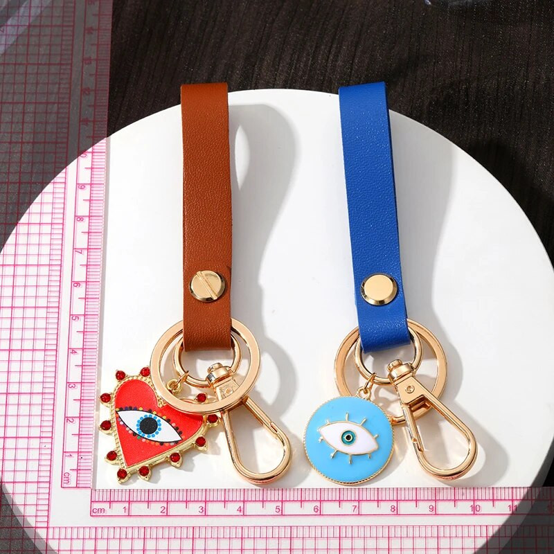 Heart Turkey Evil Eye PU-nahast võtmehoidja võtmehoidja Naised Mehed Sinine silmakott Auto Airpods kasti võtmerihm vöökoht rahakott võlu ehted