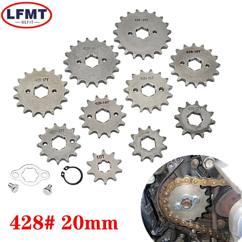 428# ķēdes 20 mm priekšējais dzinēja zobrats ATV Quad Dirt Bike motociklam 10T 11T 12T 13T 14T 15T 16T 17T 18T 19T 20T 21T 22T 23T