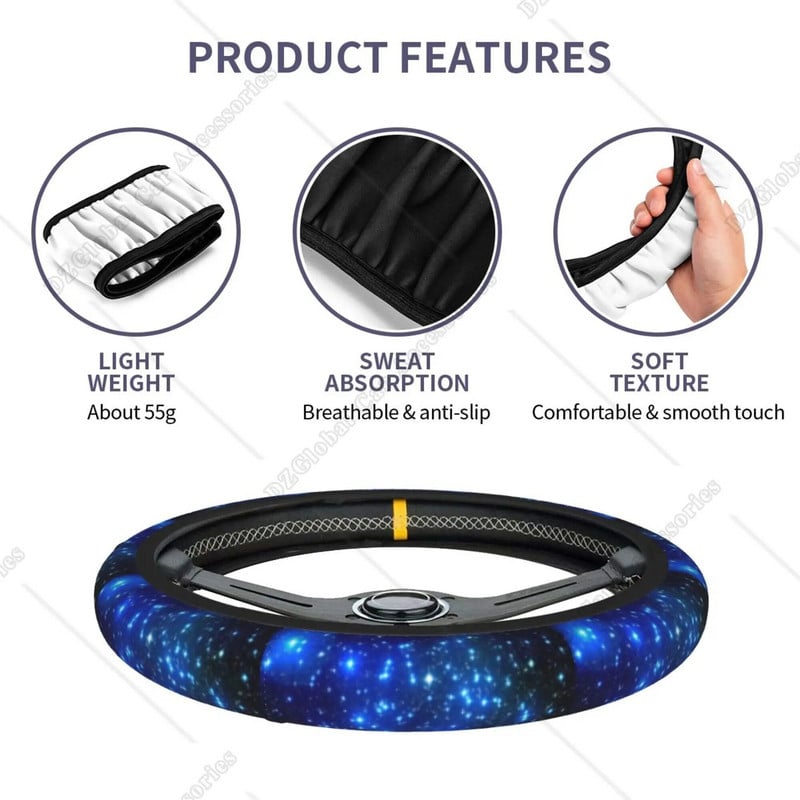 Galaxy Blue univerzális 15 hüvelykes kormánykerék borítások gyönyörű Galaxy és Star aranyos autós kormánykerék burkolat autótartozékok