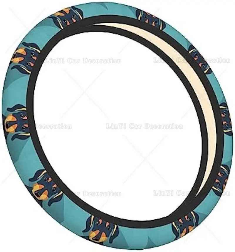 Κάλυμμα τιμονιού αυτοκινήτου Dog Dachshund για γυναίκες Άνδρες Χαριτωμένο ελαστικό κάλυμμα τιμονιού αυτοκινήτου Universal 15 ιντσών που ταιριάζει στο πιο όχημα