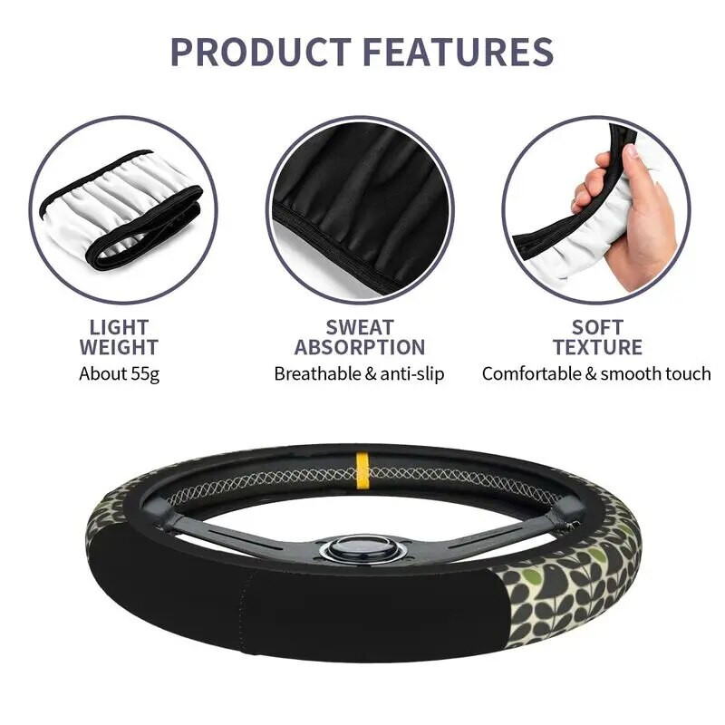 Orla Kiely Birds roolirattakatted universaalsed 37-38cm naiste Scandinavian Flowers pehme roolikaitse sedaanautole