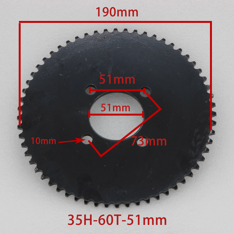 51mm 60T ketiratas ühe kiirusega terasest ketiratta mootorratta asendustarvik ATV kardisõidu jaoks maastikul modifitseerimine