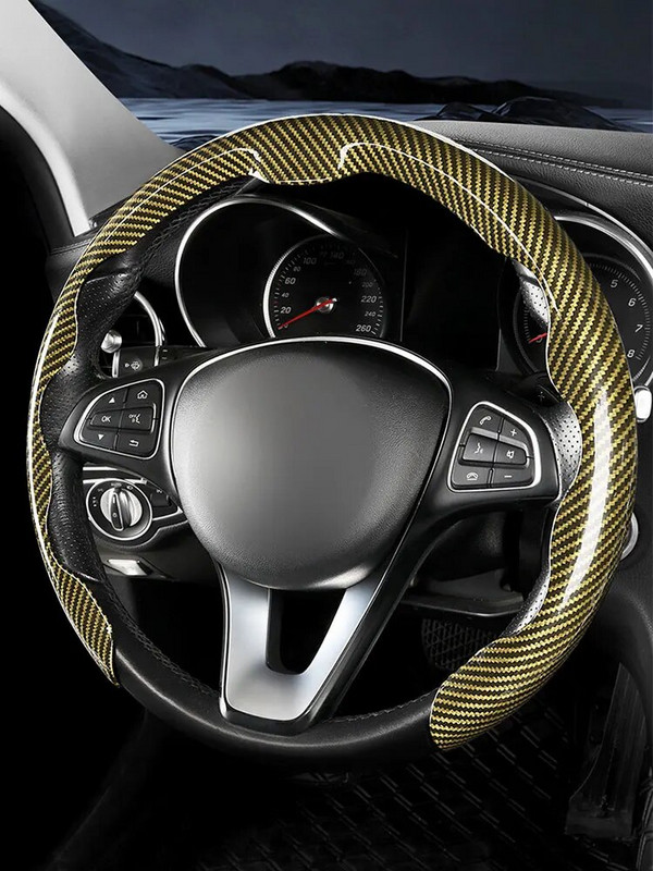 Süsinikkiust mustriga auto roolikate üliõhuke sportlik seemisnahast käepideme kate, mis sobib suveks aastaringselt