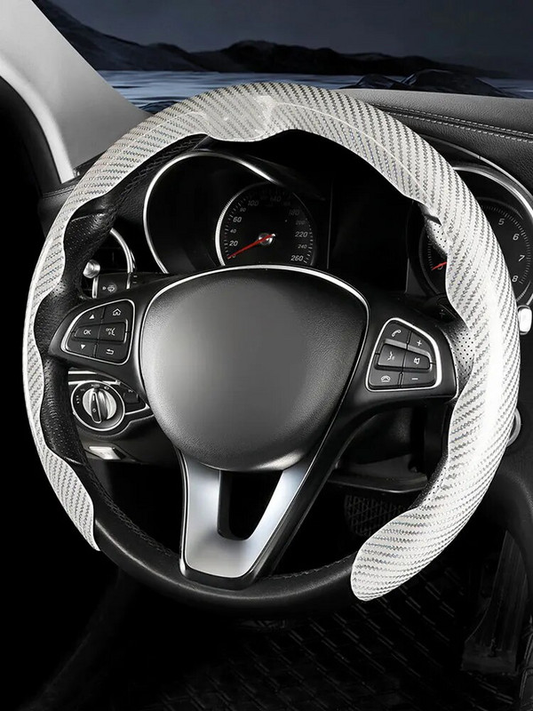 Süsinikkiust mustriga auto roolikate üliõhuke sportlik seemisnahast käepideme kate, mis sobib suveks aastaringselt