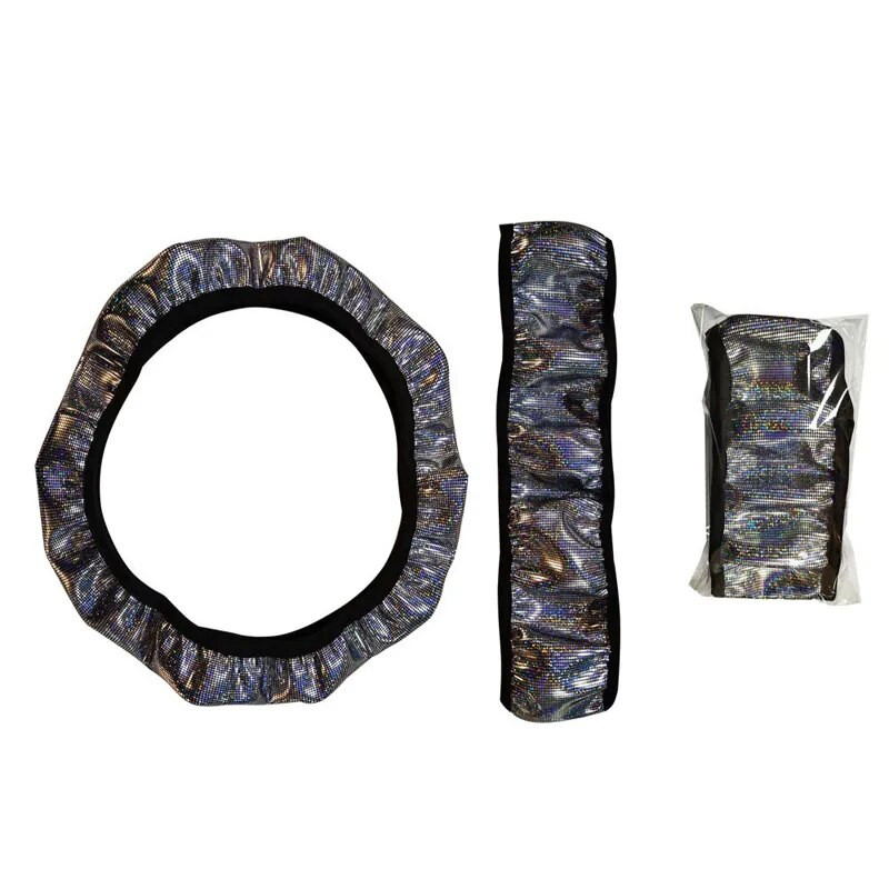 Automašīnas stūres rata pārsegs elastīgs roktura pārsegs krāsains bronzējošais Universāls 37/38cm Dimanta BlingBling stūres piederumi