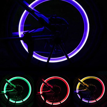 2 бр. LED светкавица за колелото на автомобила Капачки на клапаните за дюзи за гуми Светеща предупредителна декоративна лампа Аксесоари за колела на автомобил, мотоциклет и велосипед