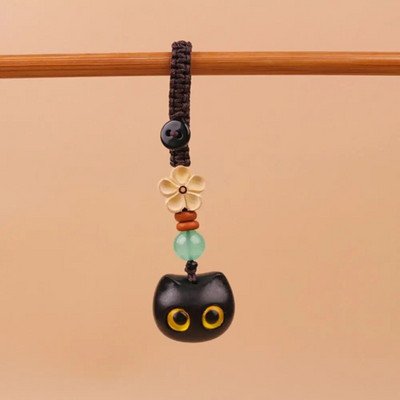 Σανδαλόξυλο Ξύλινο Μπρελόκ Lucky Cat Retro Cute Αλυσίδα κινητών Ξύλινη Τσάντα Κρεμαστό Αξεσουάρ Κλειδιά αυτοκινήτου Κρεμαστό Γούρια