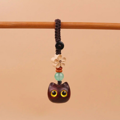 Σανδαλόξυλο Ξύλινο Μπρελόκ Lucky Cat Retro Cute Αλυσίδα κινητών Ξύλινη Τσάντα Κρεμαστό Αξεσουάρ Κλειδιά αυτοκινήτου Κρεμαστό Γούρια