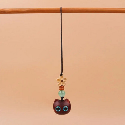 Σανδαλόξυλο Ξύλινο Μπρελόκ Lucky Cat Retro Cute Αλυσίδα κινητών Ξύλινη Τσάντα Κρεμαστό Αξεσουάρ Κλειδιά αυτοκινήτου Κρεμαστό Γούρια