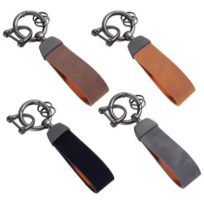Anti-scratch Car Keychain Zinc Alloy Artificial Leather Key Chain Auto Trinket Keyring Key Holder For Car Interior Accessories