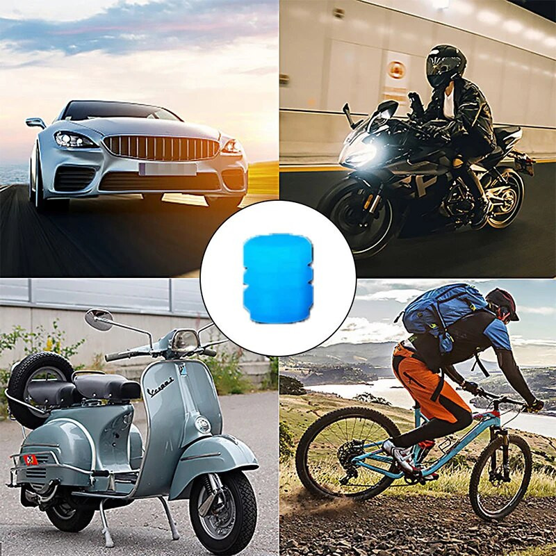 Šviečiantys vožtuvų dangteliai Fluorescenting Green Blue Naktinis švytintis automobilis Motociklas Dviračio Ratai Styling Padangos Stebulės universalus dangtelio dekoras 4 vnt.