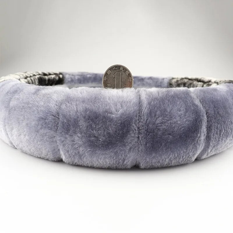 Ziemas īpaši mīksts plīša automašīnas stūres pārsegs universāls, silta mākslīgās kažokādas auto stūre uz stūres 37/38 cm