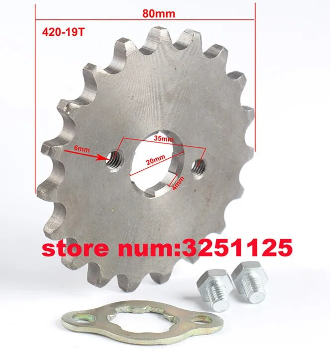 Μπροστινό γρανάζι κινητήρα 420# 20mm 12T 15T 16T 18TTeeth For 420 Chain with Retainer Plate Locker Μοτοσικλέτα Dirt Bike ATV