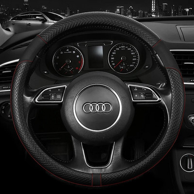 PU-nahast splaissitud auto rooliratta kate hingav, libisemisvastane Four Seasons universaalne Sobib 38cm/15-tollisele roolile