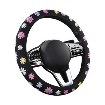 Κάλυμμα τιμονιού 38CM Κάλυμμα τιμονιού αυτοκινήτου για γυναίκες Κάλυμμα τροχού Λουλούδια Εκτύπωση Αντιολισθητικό Funda Volante Car Accessories