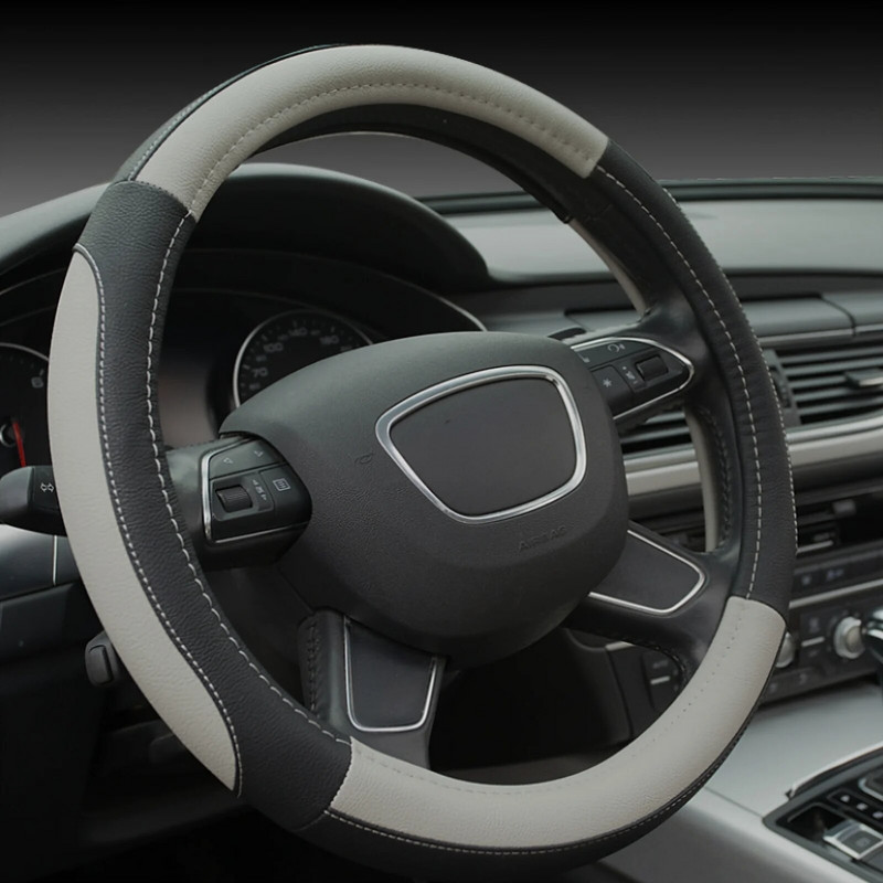 Αντιολισθητικό δερμάτινο κάλυμμα τιμονιού Moto Car Προστατευτικό κάλυμμα τιμονιού αυτοκινήτου Universal Fashion Style 38cm