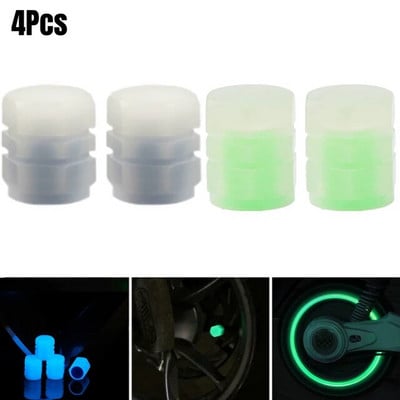 4 tk helendavad rehvi klapi korgid auto mootorratta jalgratta ratta rehvi rummu öösel helendavad katted rehvi klapi varre katte luminofoorkaunistus