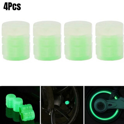 4 buc. Capace luminoase pentru supapa anvelopei, mașină, motocicletă, roată de bicicletă, butuc de anvelopă, capace de noapte care strălucesc, capac pentru tija supapei anvelopei, decor fluorescent