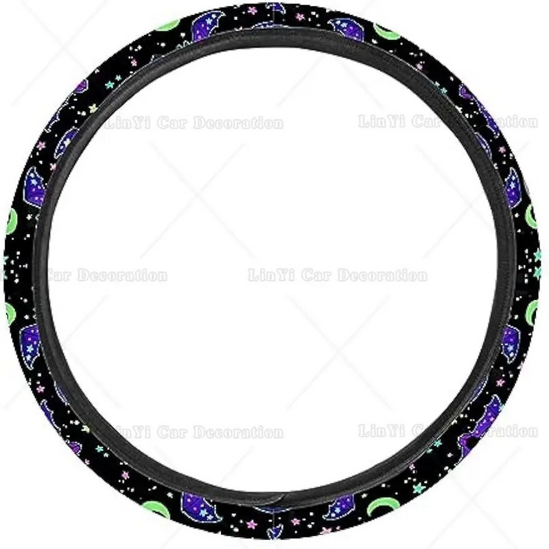 Lilla nahkhiirmustriga rooliratta kate Halloweeni autokate Hingav roolikate universaalne 15-tolline auto sisekujundus