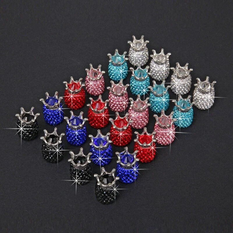 4 τεμ/σετ Καπάκια βαλβίδας τροχού αυτοκινήτου Καλύμματα στελέχους στεφάνης ελαστικών Αδιάβροχο για αυτοκίνητα Μοτοσικλέτες Φορτηγά Ποδήλατα με διαμάντια