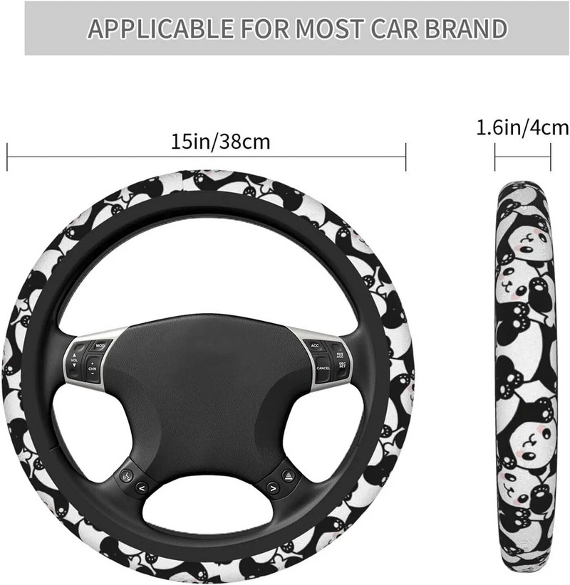 Cute Panda rooliratta kate Universaalsed armsad autotarvikud, veniv libisemisvastane hingav roolikaitse