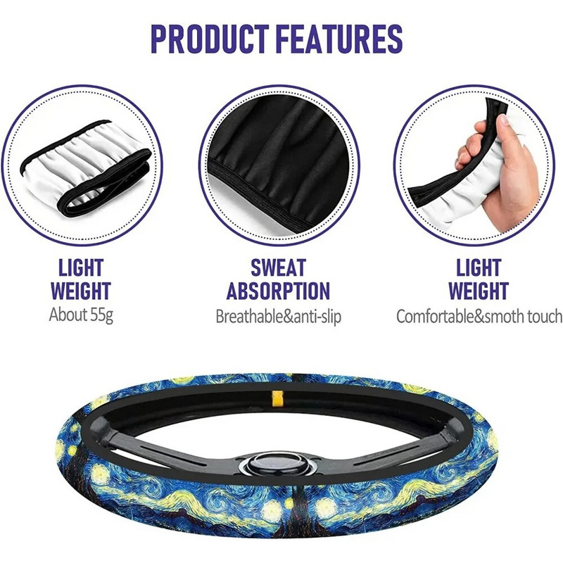 Auto rooliratta kate naistele, tüdrukutele, meestele, 15-tolline, sinine tähistaevas, sisustus, autotarvikud, kaunistused, esteetilised rattakatted