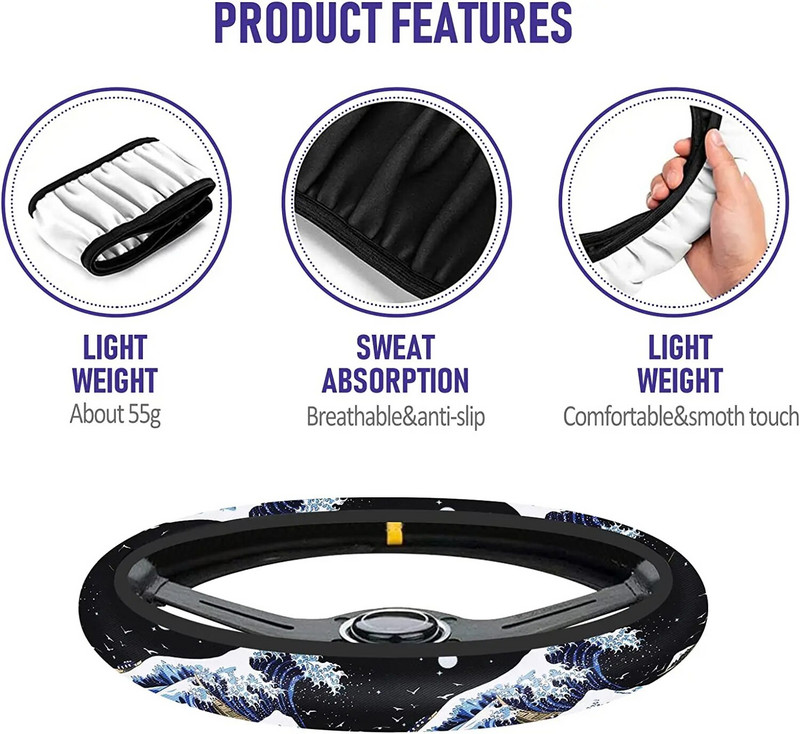 Auto rooliratta kate Tüdruk, 15-tolline Black Sea Wave, salong Autotarvikud Kaunistused Esteetilised rattakatted