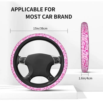 Καλύμματα τιμονιού Ροζ με μοτίβο ραβδώσεων Απαλή πλεξούδα Kawaii στο κάλυμμα τιμονιού Διακόσμηση αυτοκινήτου Πολύχρωμα αξεσουάρ αυτοκινήτου
