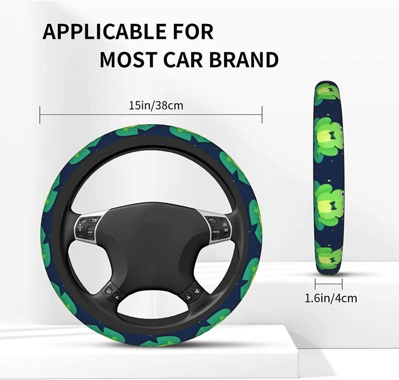 Cool Frog stūres rata vāciņš, universāls 15 collu vardes apdruka, neoprēna automašīnas riteņa aizsargs, jauki universāli automobiļu aksesuāri
