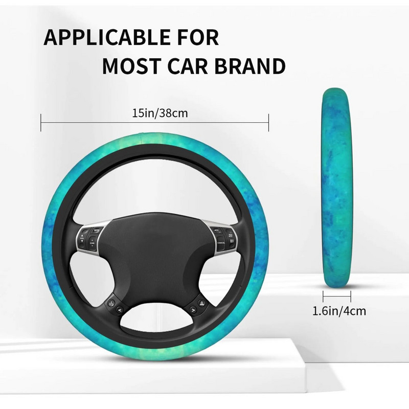 Kék zöld kormánykerékborítás univerzális, 15 hüvelykes, divatos, csúszásmentes kormánykerékburkolat, alkalmas lányajándékokhoz