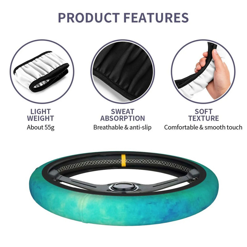 Kék zöld kormánykerékborítás univerzális, 15 hüvelykes, divatos, csúszásmentes kormánykerékburkolat, alkalmas lányajándékokhoz