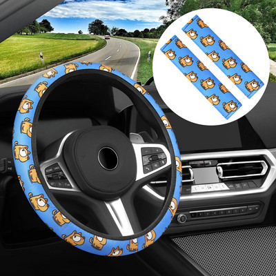 3 tk armas kutsikate trükkimine rooliratta kate naistele autotarvikute komplekt koos turvavöö õlakatetega