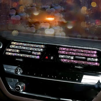 Διαμαντένια πρίζα κλιματιστικού αυτοκινήτου Διακοσμητικές λωρίδες Universal σχήμα U με κλιπ στρας Γρίλια Αυτοκόλλητο εσωτερικά αξεσουάρ αυτοκινήτου