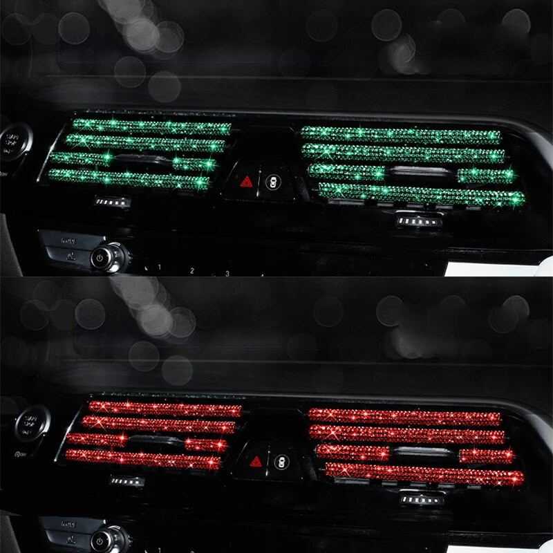 Dimanta auto gaisa kondicioniera izeja Dekoratīvās sloksnes Universālas U formas klipsis Rhinestones Režģa uzlīme Auto salona piederumi