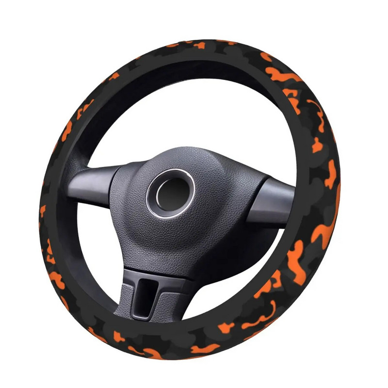 37-38 autó kormánykerék burkolata fekete narancssárga terepszínű katonai fonat a kormánykerék burkolatán gépjármű tartozék