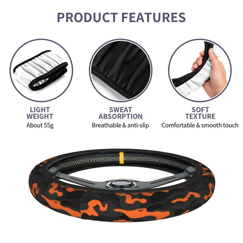 37-38 autó kormánykerék burkolata fekete narancssárga terepszínű katonai fonat a kormánykerék burkolatán gépjármű tartozék