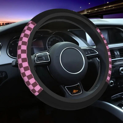 38cm musta kollaseruuduline roolikate naiste meeste ruuduline auto rooliratta kaitse sedaanautole 15 tolli