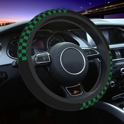 38cm musta kollaseruuduline roolikate naiste meeste ruuduline auto rooliratta kaitse sedaanautole 15 tolli