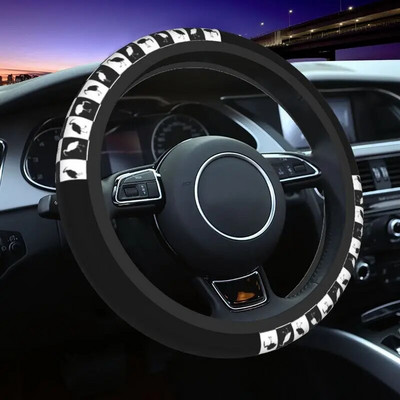 38cm musta kollaseruuduline roolikate naiste meeste ruuduline auto rooliratta kaitse sedaanautole 15 tolli